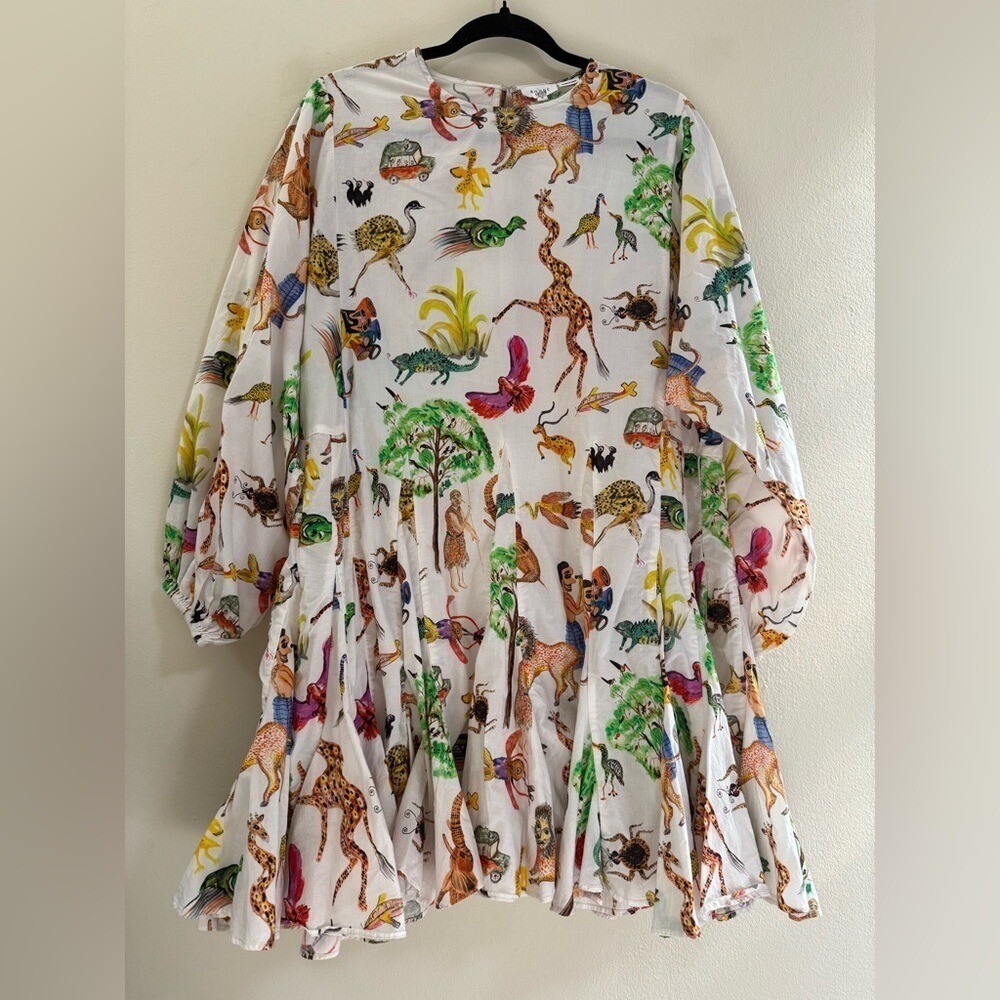Rhode Resort Ella Pleated Jungle Print Mini Dress - M - Picture 12 of 12